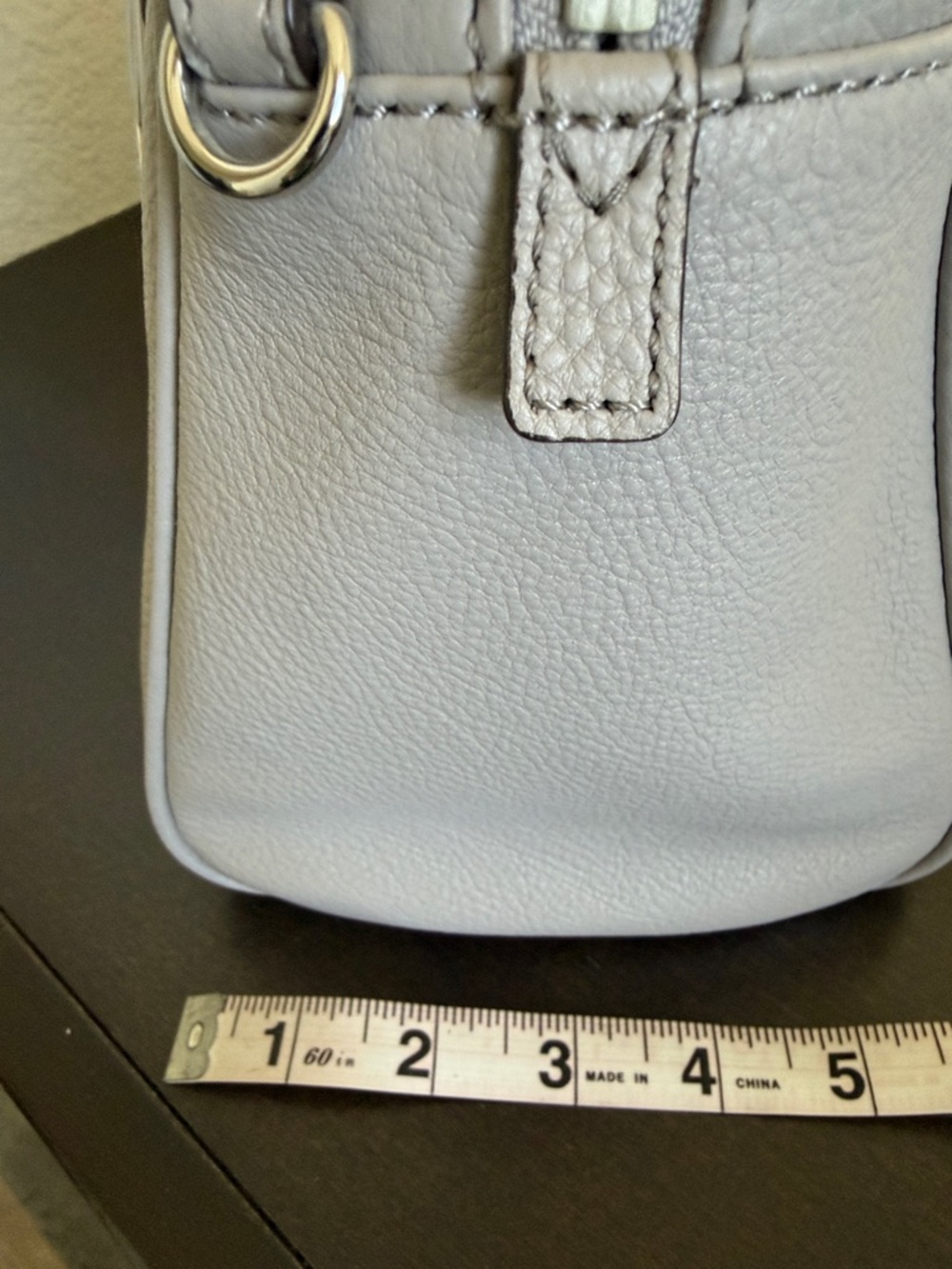 NWOT Michael Kors Light Gray Pebbled Leather Satchel with MK Charm & Chain Strap - Picture 5 of 15